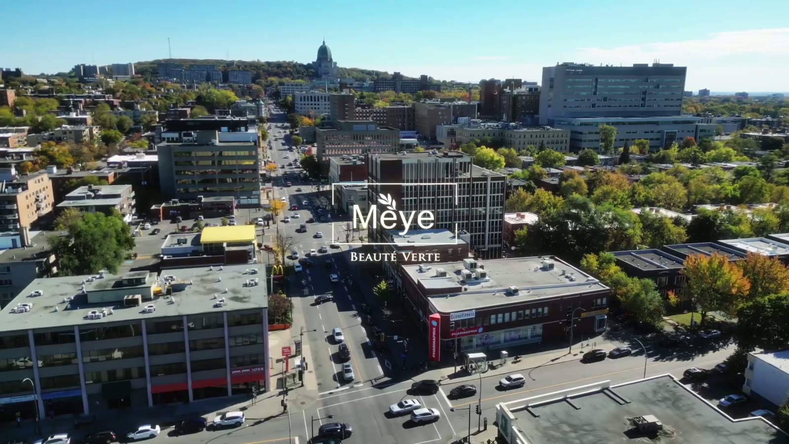 Aerial view of Meye Beauté Verte in Côte-des-Neiges, Montréal